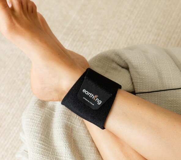 EARTHING&reg; Universele aardingsvoetband met krulsnoer (5m) voor voet, enkel, pols of arm